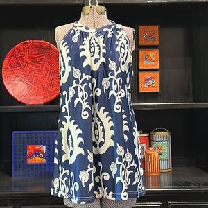 Blue And White Halter Style NecklineSleeveless Top By Love U Dear